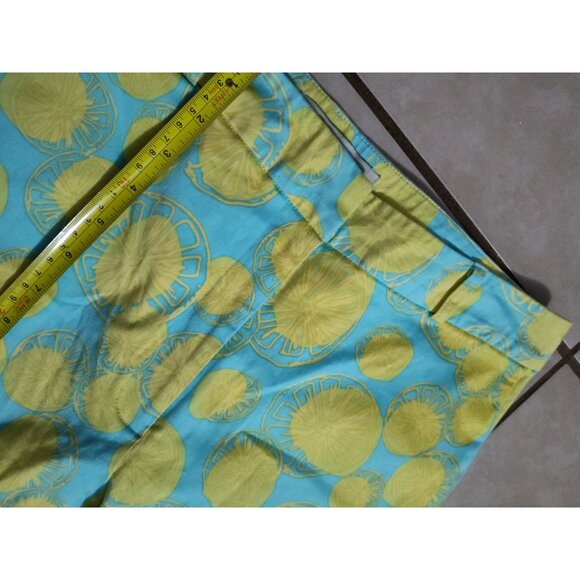 David Brooks High-Waisted Blue Yellow Lemon Print Pants 8 - Picture 11 of 12